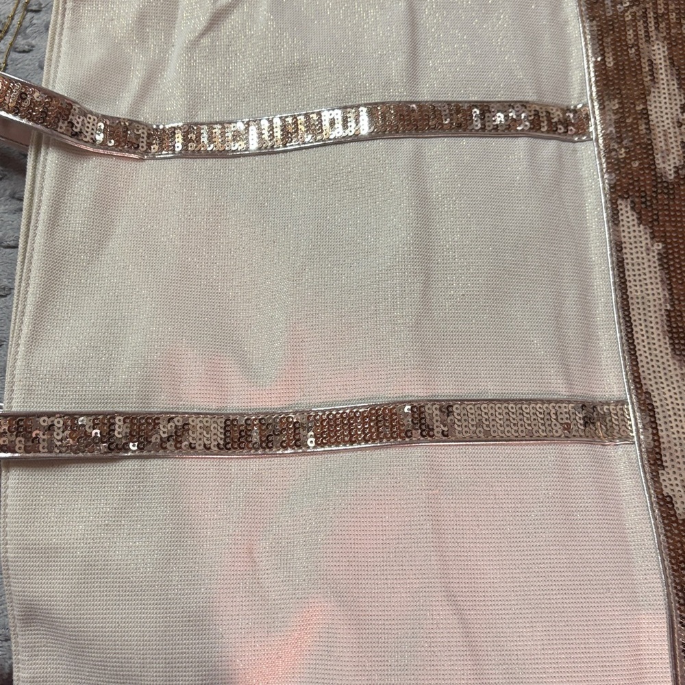 Victoria's Secret Shimmer Glam Sequin Tote Bag White Gold NWOT - Picture 9 of 12